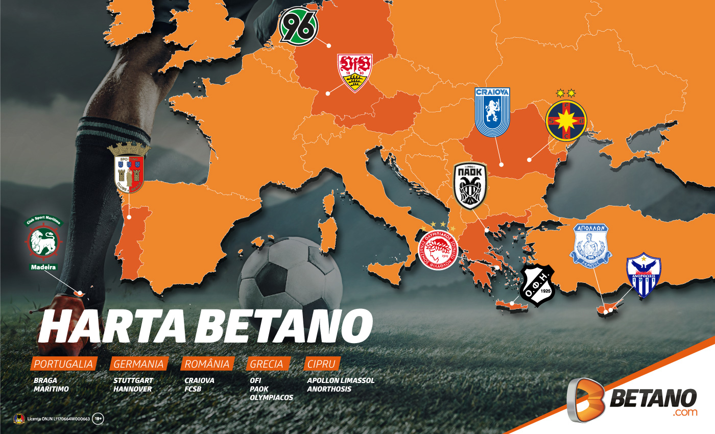 Harta europeană a echipelor Betano